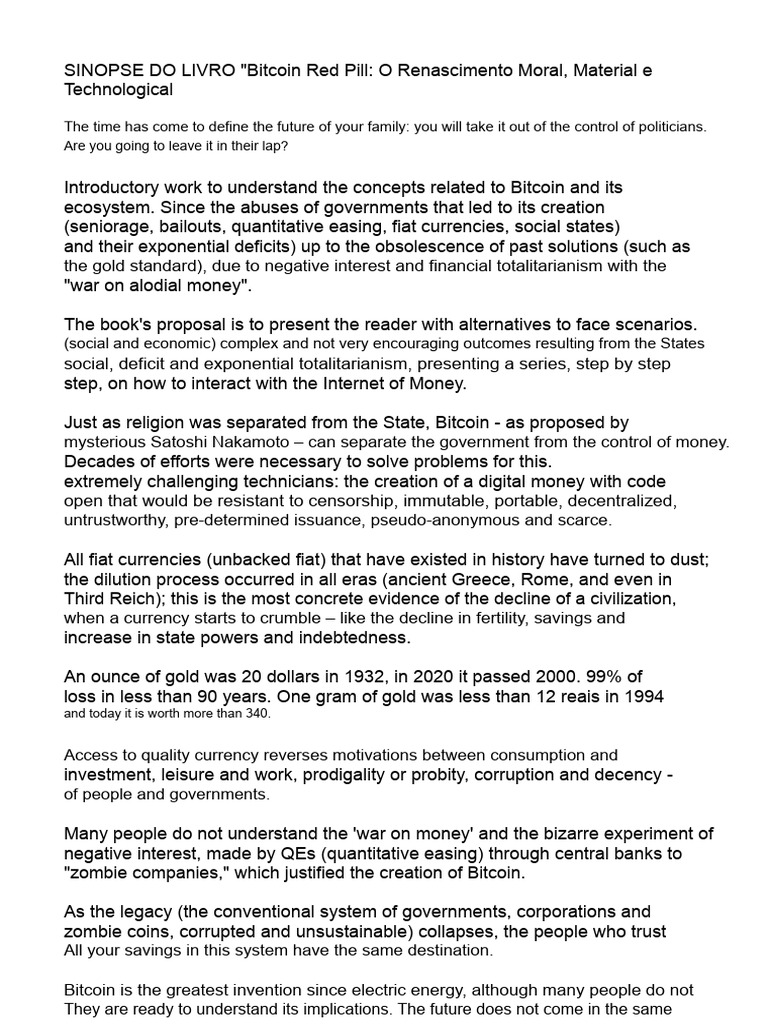 Bitcoin Red Pill: The Moral, Material, and Technological Renaissance | PDF  | Bitcoin | Economies