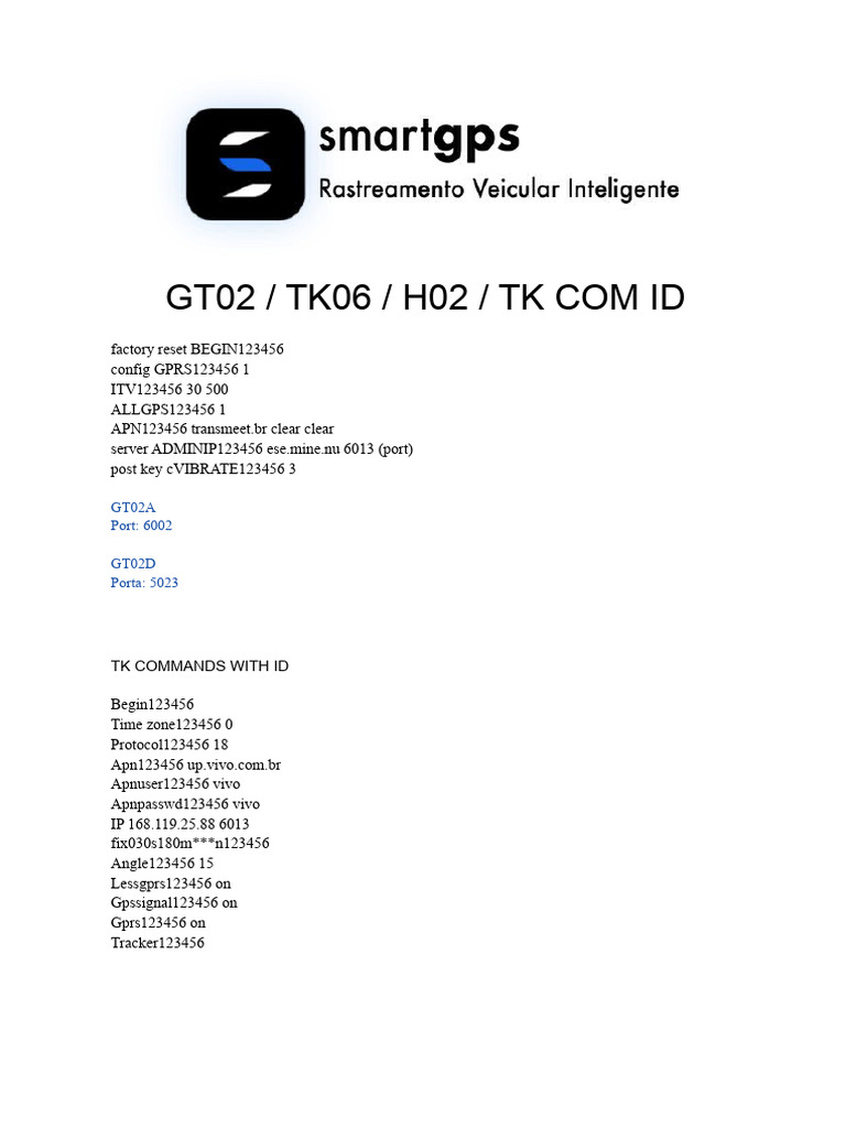 GPS Tracker Configuration Commands Guide | PDF | Telecommunications ...