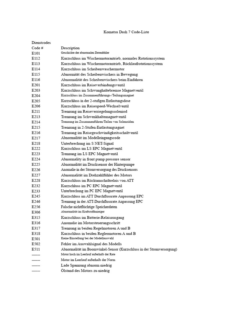 Komatsu 7-Codes | PDF