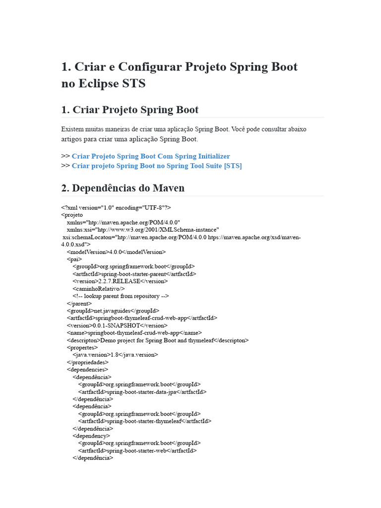 Criar Projeto Spring Boot no Eclipse | PDF | SQL | Java (linguagem de ...
