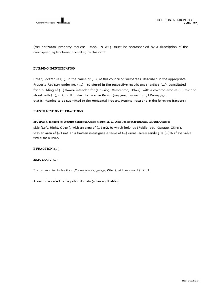 Horizontal Property - Draft Mod.010.SQ | PDF