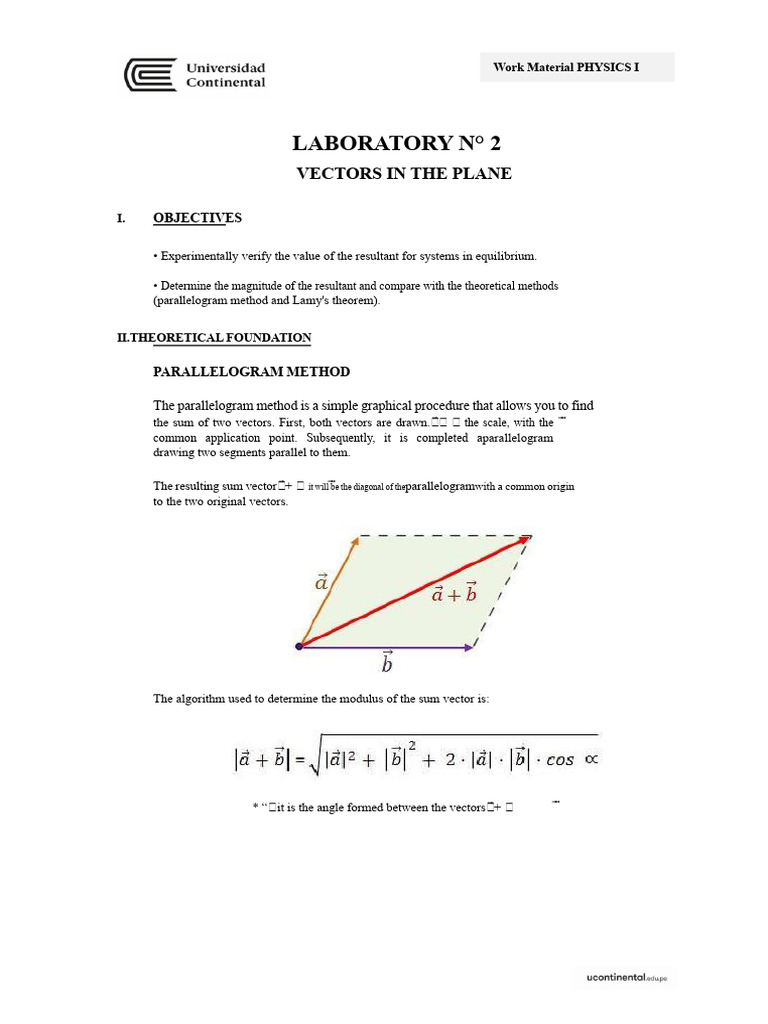 Lab #2 - Vectors in The Plane | PDF | Euclidean Vector | Force