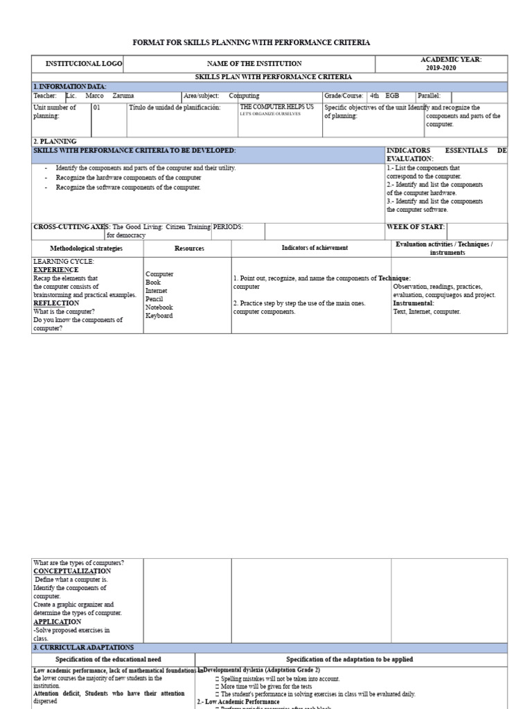 Lesson Plan - Computing - 4th Grade EGB | PDF | Lesson Plan | Learning