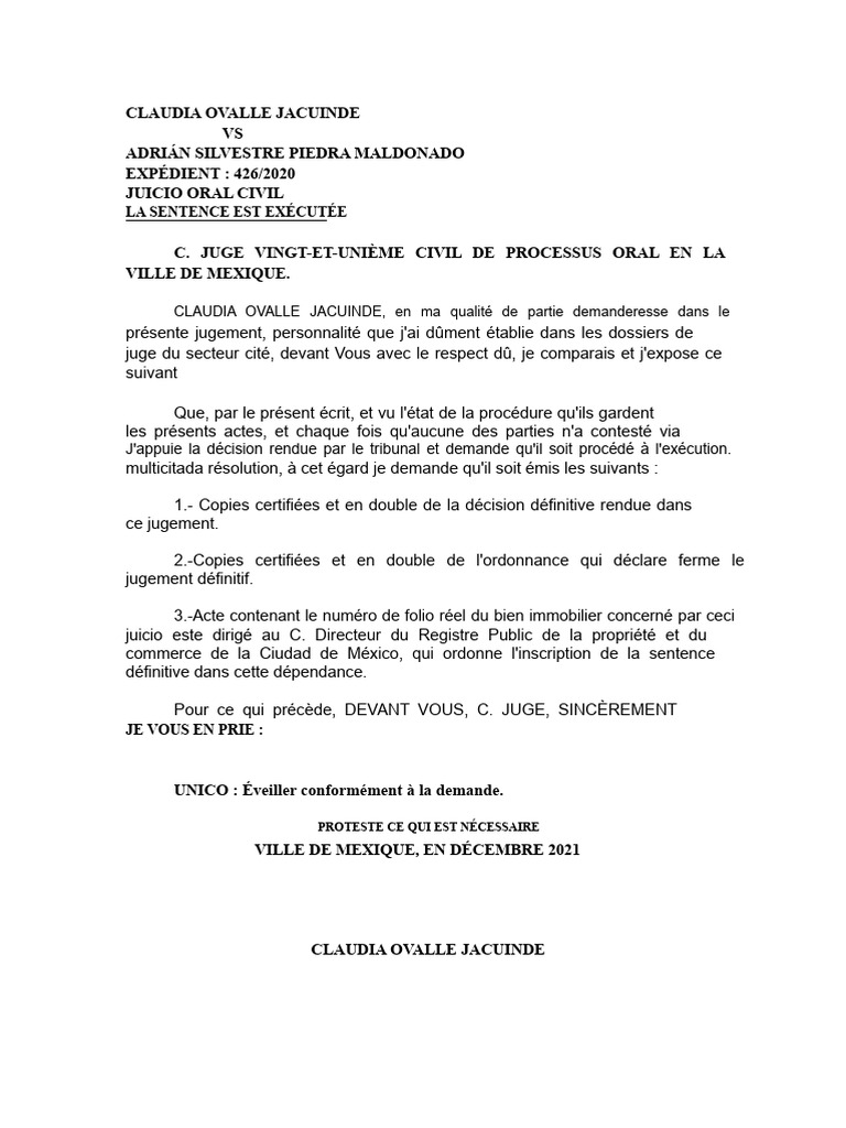 Exécution de Jugements Civils à Mexico | PDF | Justice | Crime et violence