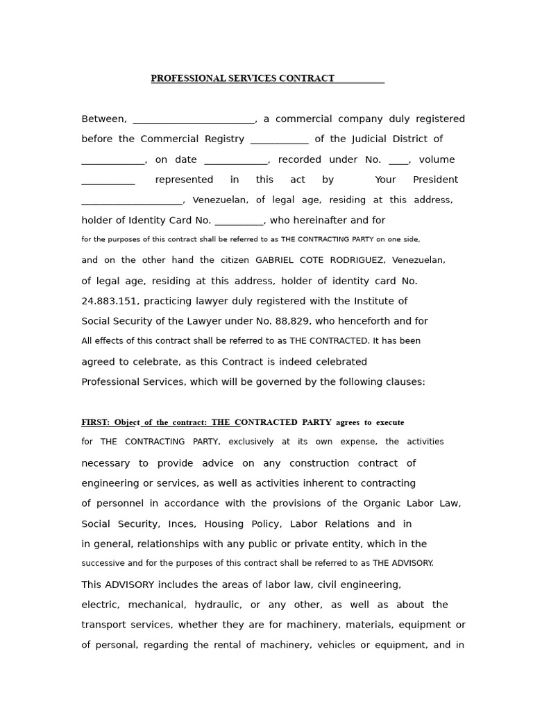 Professional Services Contract Template | PDF | Employment | Damages