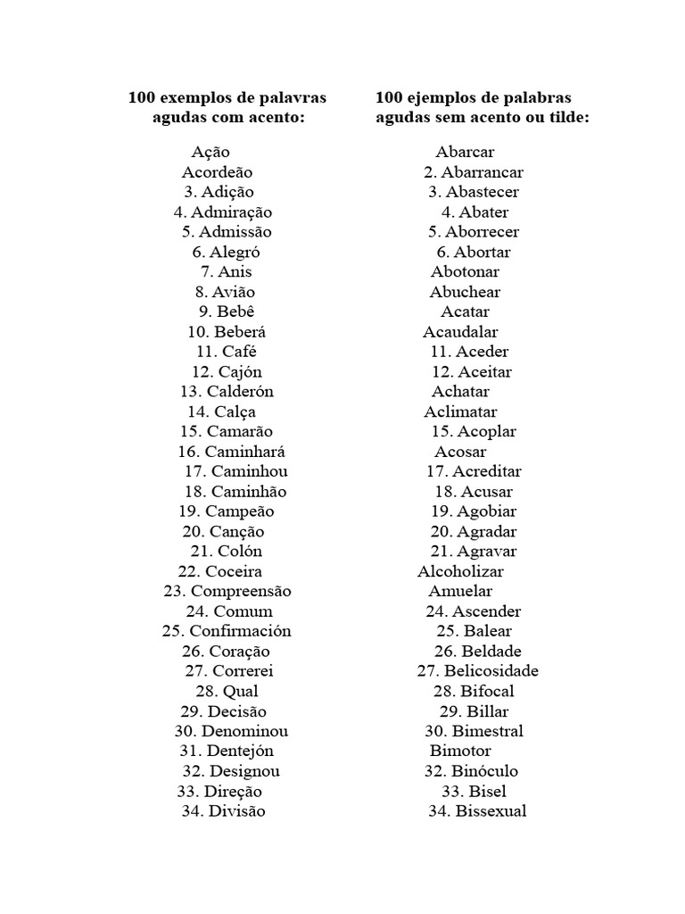 Exemplos de Palavras com Acento | PDF