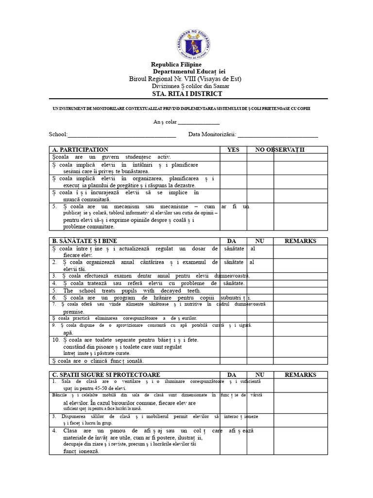 Instrument de Monitorizare Cfss | PDF