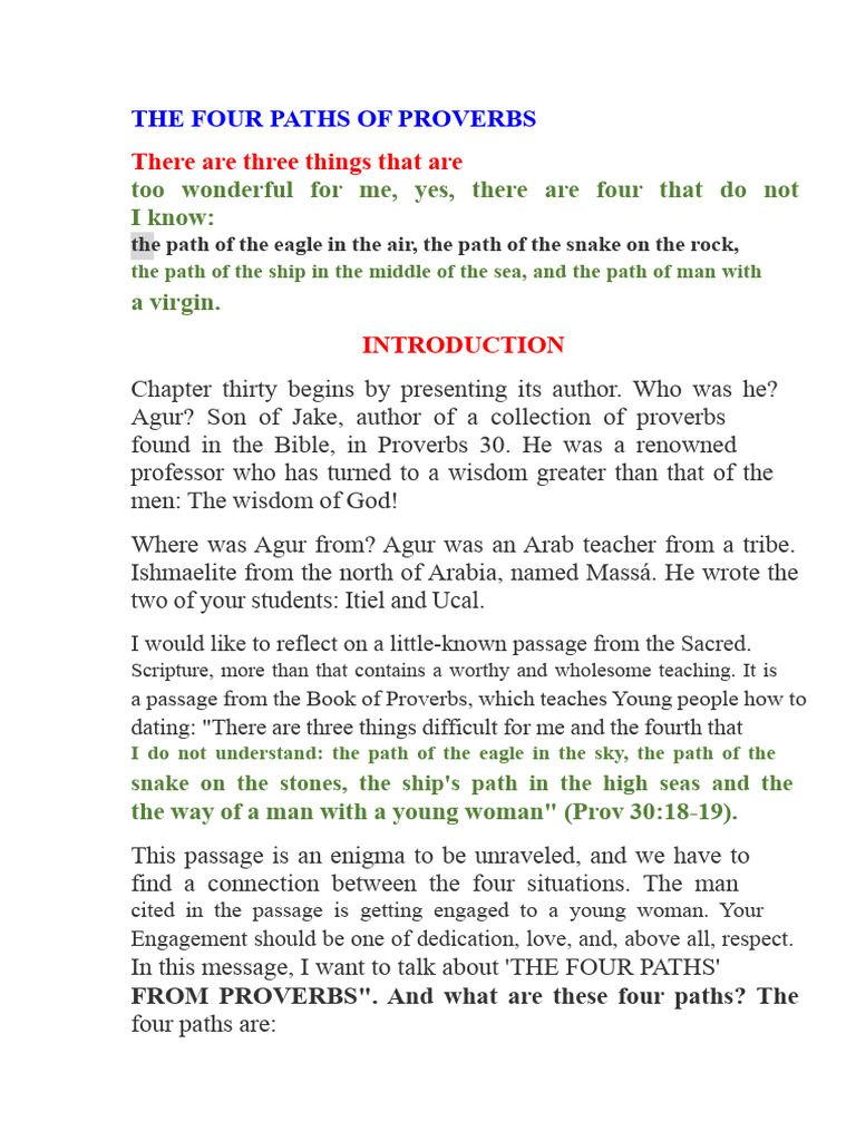 Four Biblical Paths of Wisdom | PDF | Book Of Proverbs