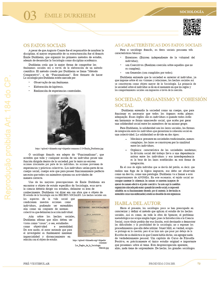 Soc - 3003 Emile Durkheim 2020 | PDF | Emile Durkheim | Sociología
