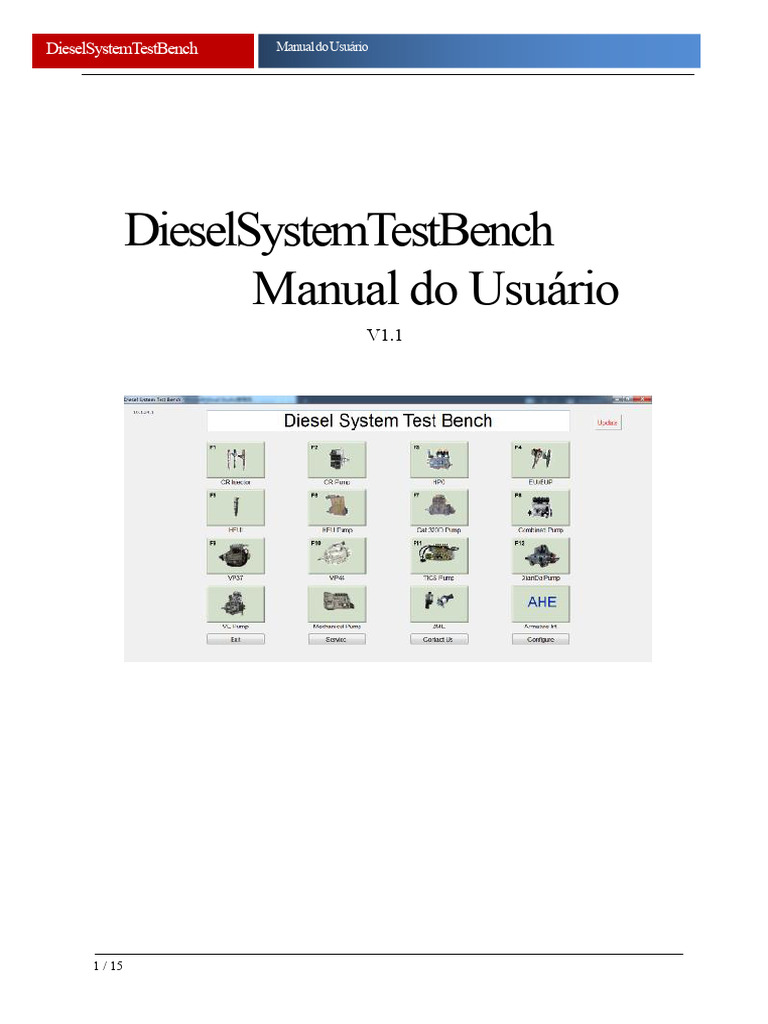 Manual do Usuário do Test Bench Diesel | PDF | Bomba | Tempo