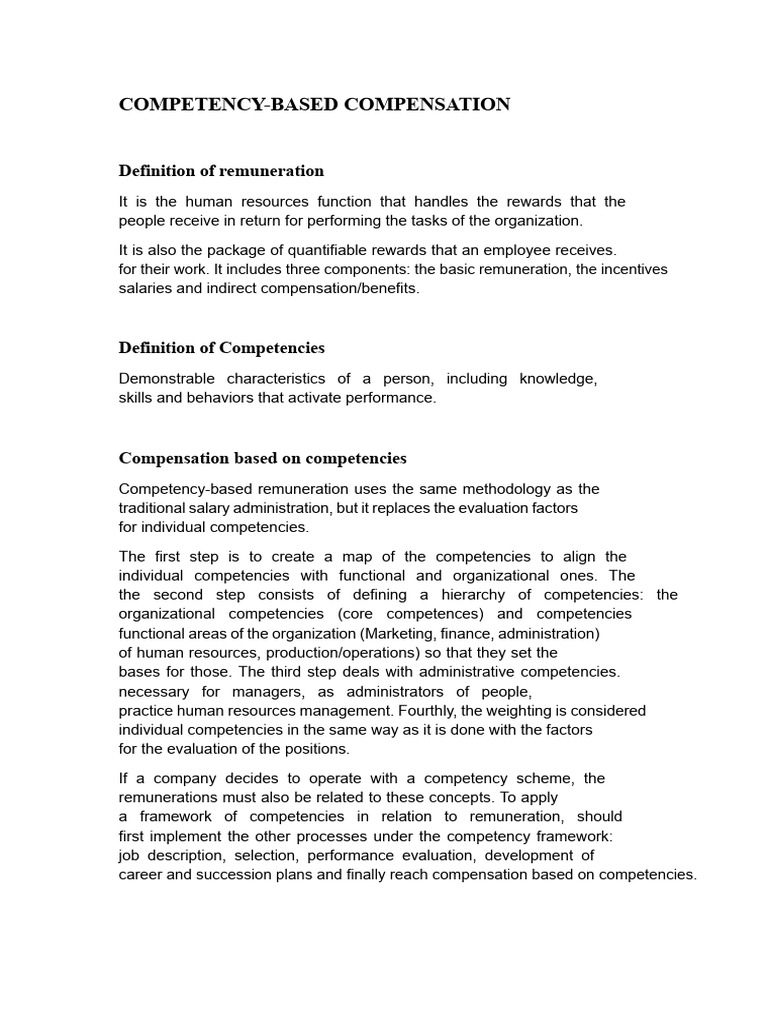 Competency-Based Remuneration | PDF | Salary | Incentive