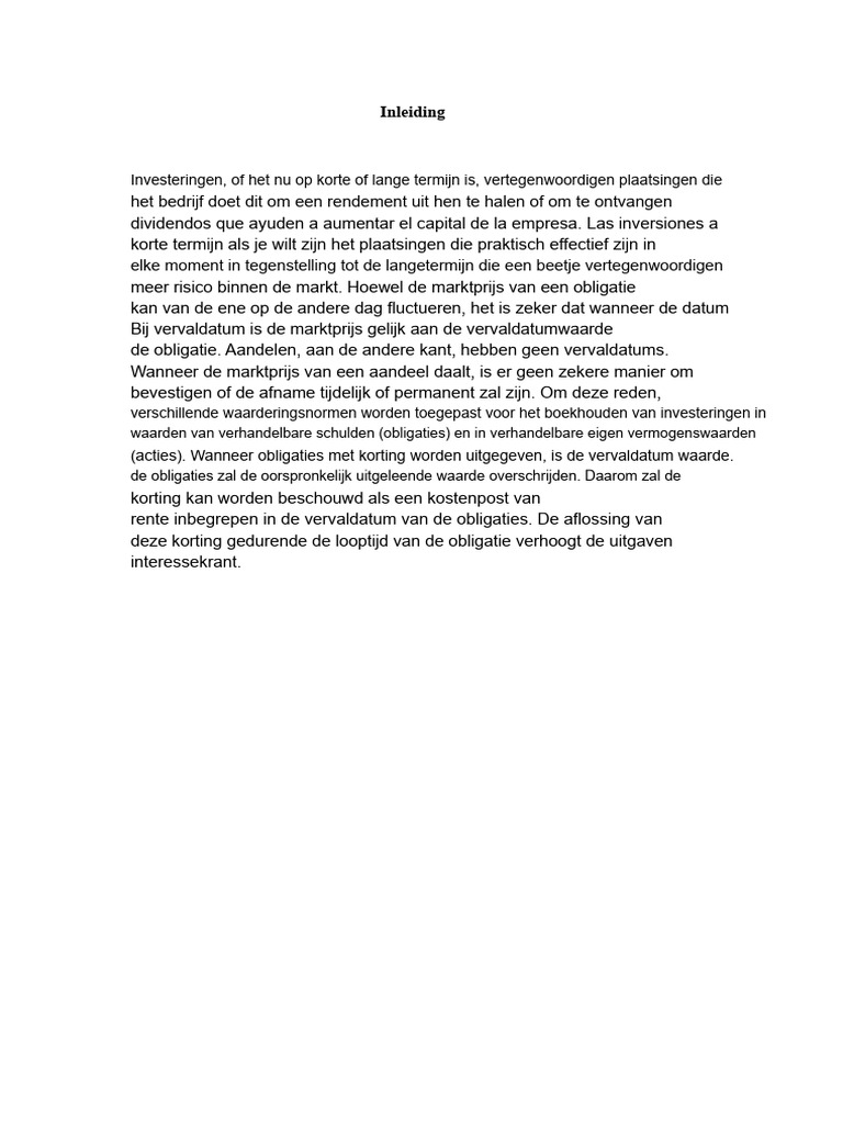 De Investeringen - Essay | PDF