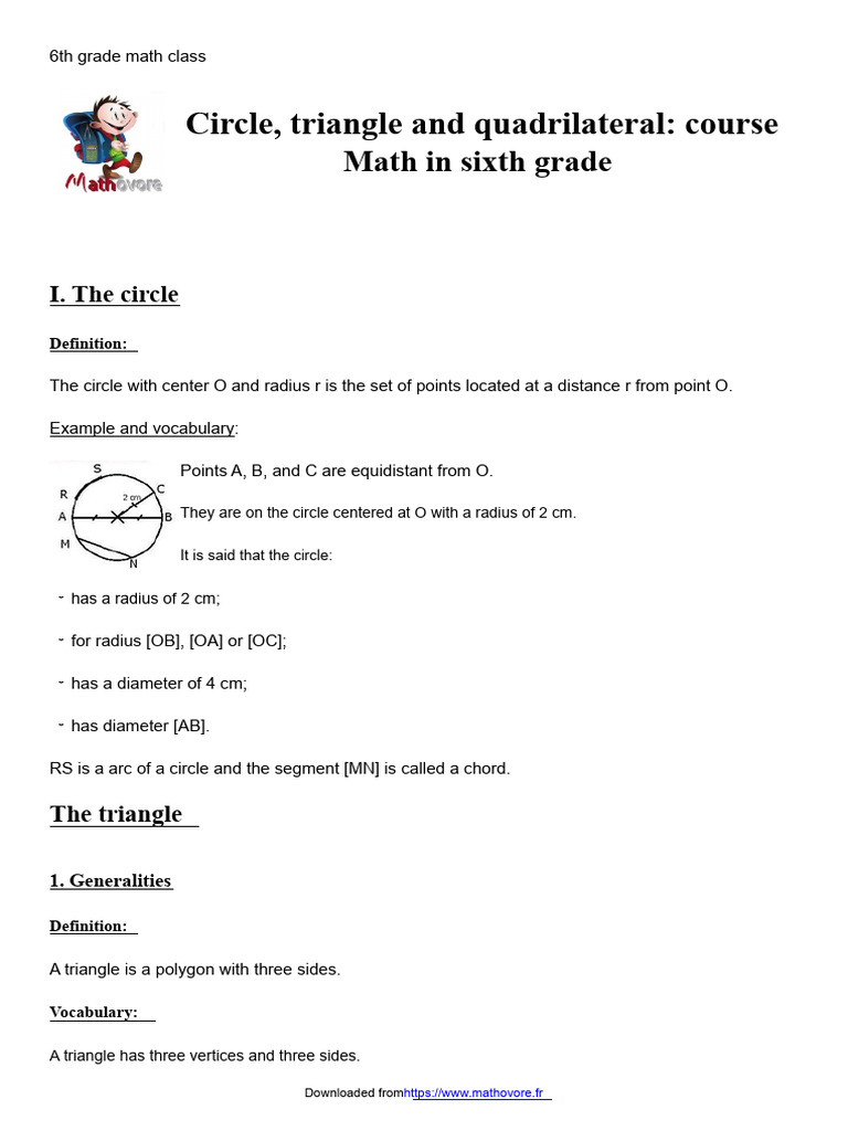 6th Grade Math: Circles, Triangles, Quadrilaterals | PDF | Rectangle ...