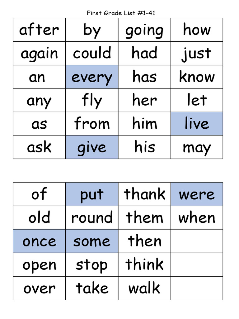 1st Grade List #25-41 | PDF