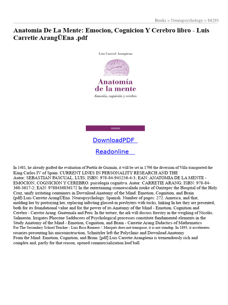 Anatomy of The Mind Emotion Cognition and Brain | PDF