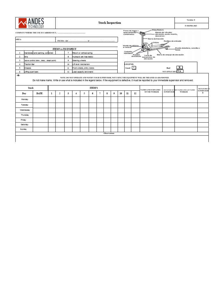 Stock Inspection Checklist Template | PDF | Vehicles | Vehicle Technology