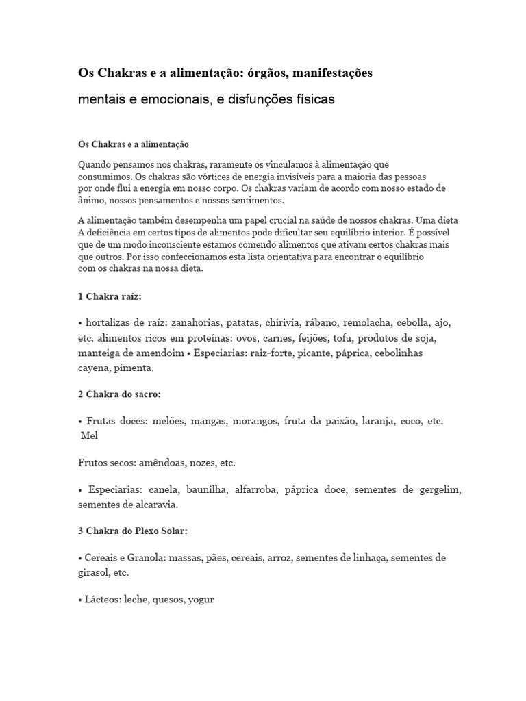 Chakras e Alimentação: Equilíbrio Energético | PDF | Chacra | Kundalini