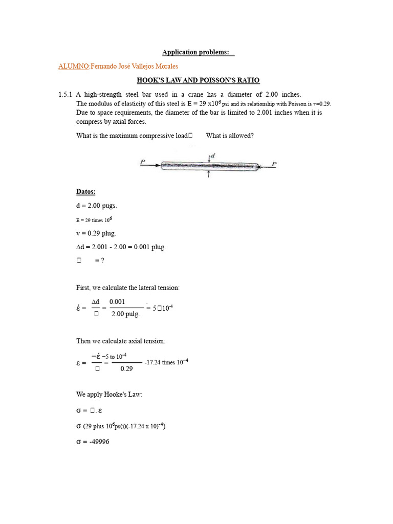 Hooke's Law Applications in Material Stress | PDF | Young's Modulus ...