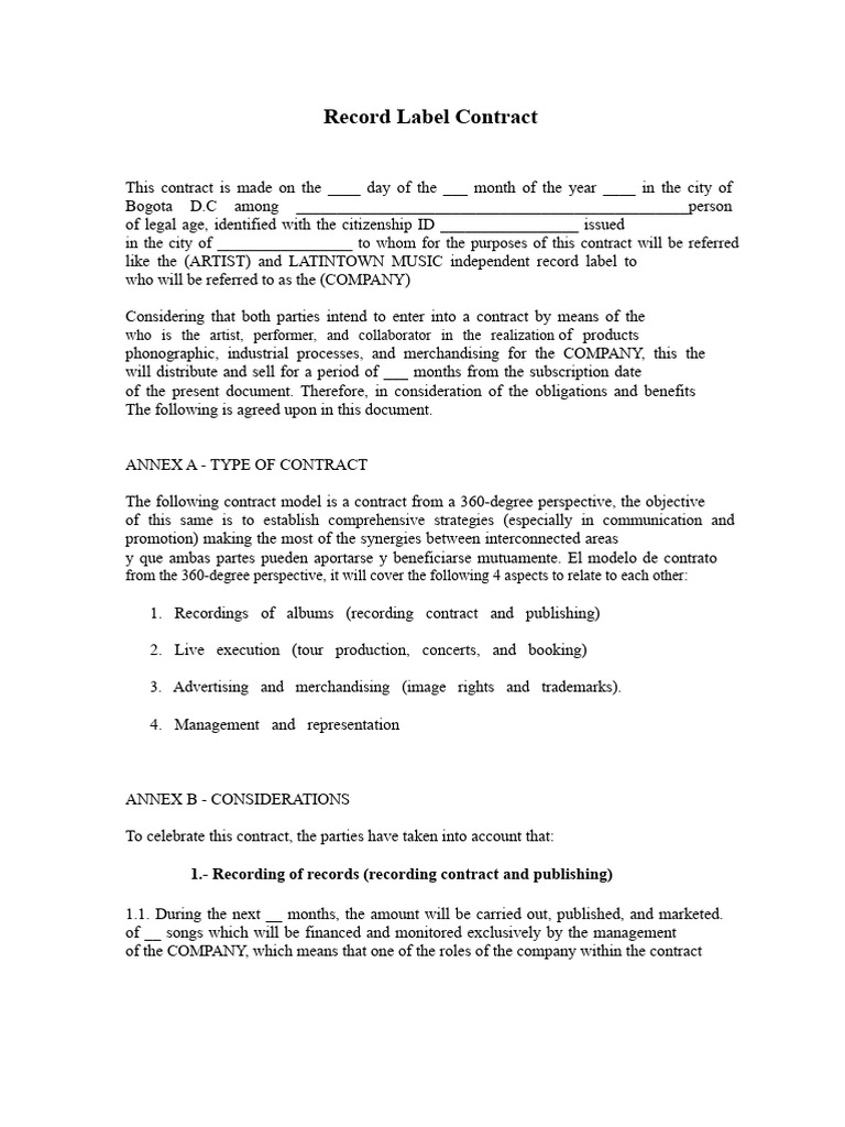 Comprehensive Record Label Agreement | PDF | Royalty Payment | Banks