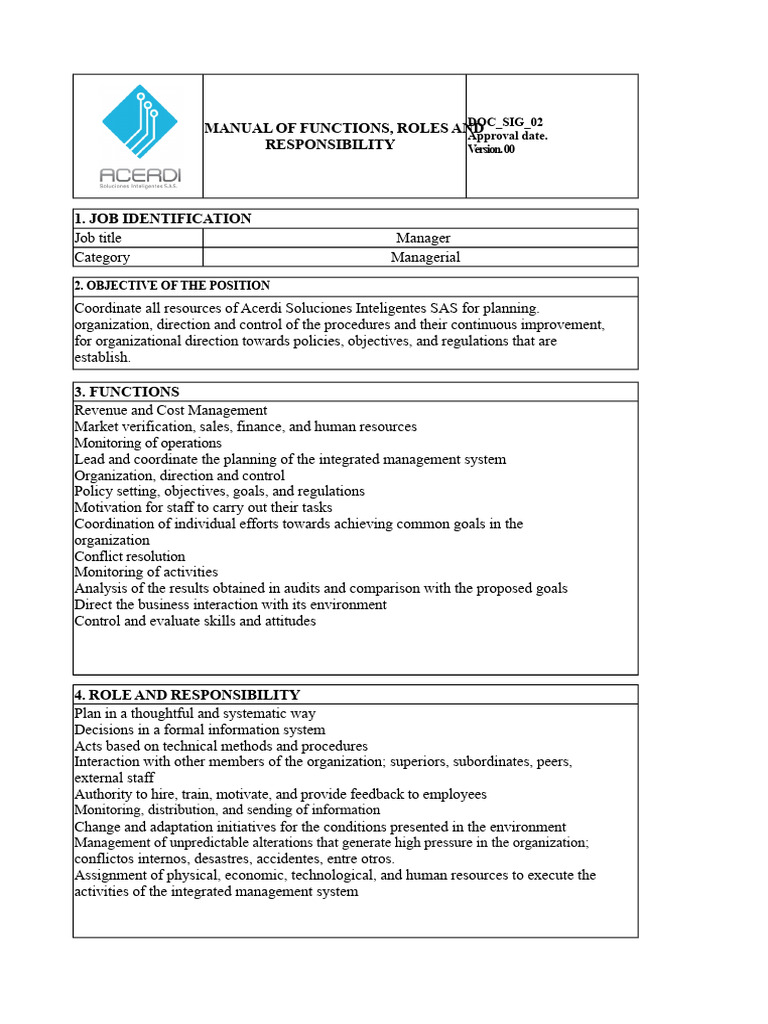 Manual of Functions, Roles and Responsibilities | PDF | Computer ...