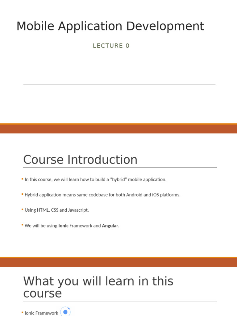 Lecture 0 - Mobile Application Development | PDF