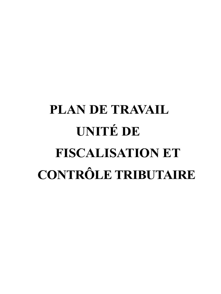 Plan de Travail pour la Fiscalisation Municipale | PDF | Impôts