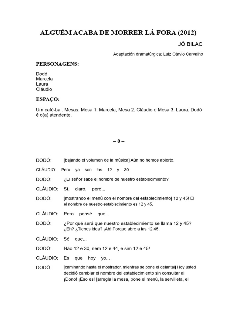 Alguien Acaba de Morir Allá Afuera JÔ BILAC | PDF