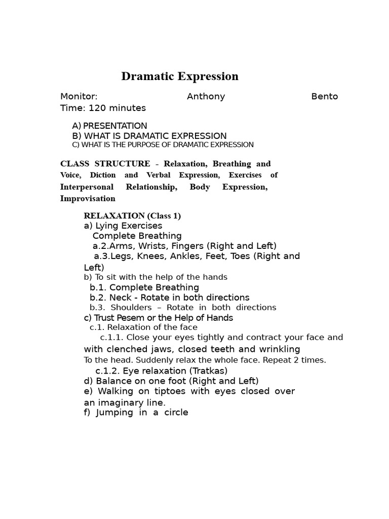 Understanding Dramatic Expression Techniques | PDF | Foot | Pupa