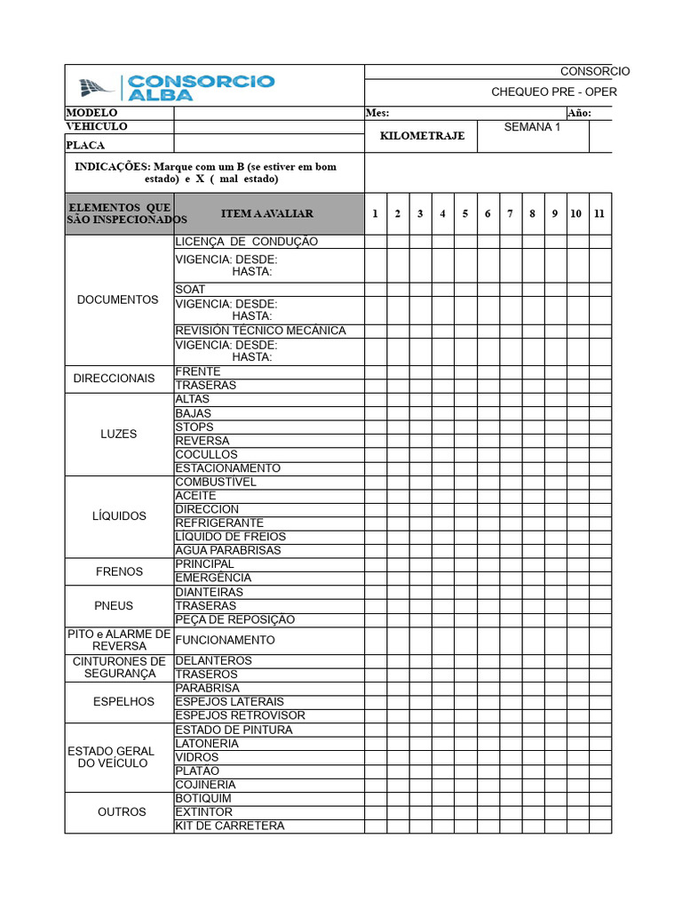Checklist de Inspeção Veicular | PDF