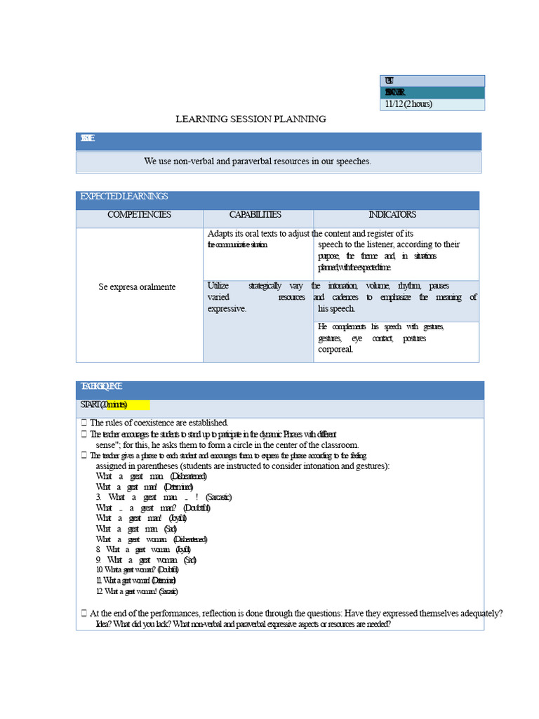 Com-u3-4grade-Session11 Verbal and Paraverbal Resources | PDF ...