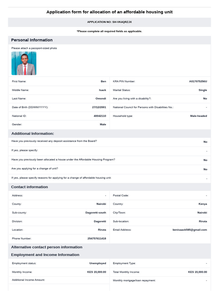 Affordable Housing Application Form | PDF | Mortgages | Affordable Housing