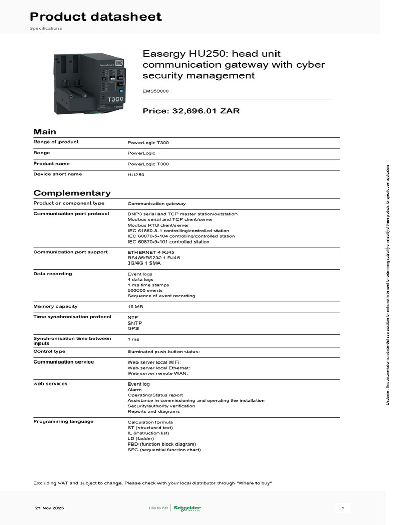 Easergy HU250 Communication Gateway | PDF | Electricity | Electrical ...