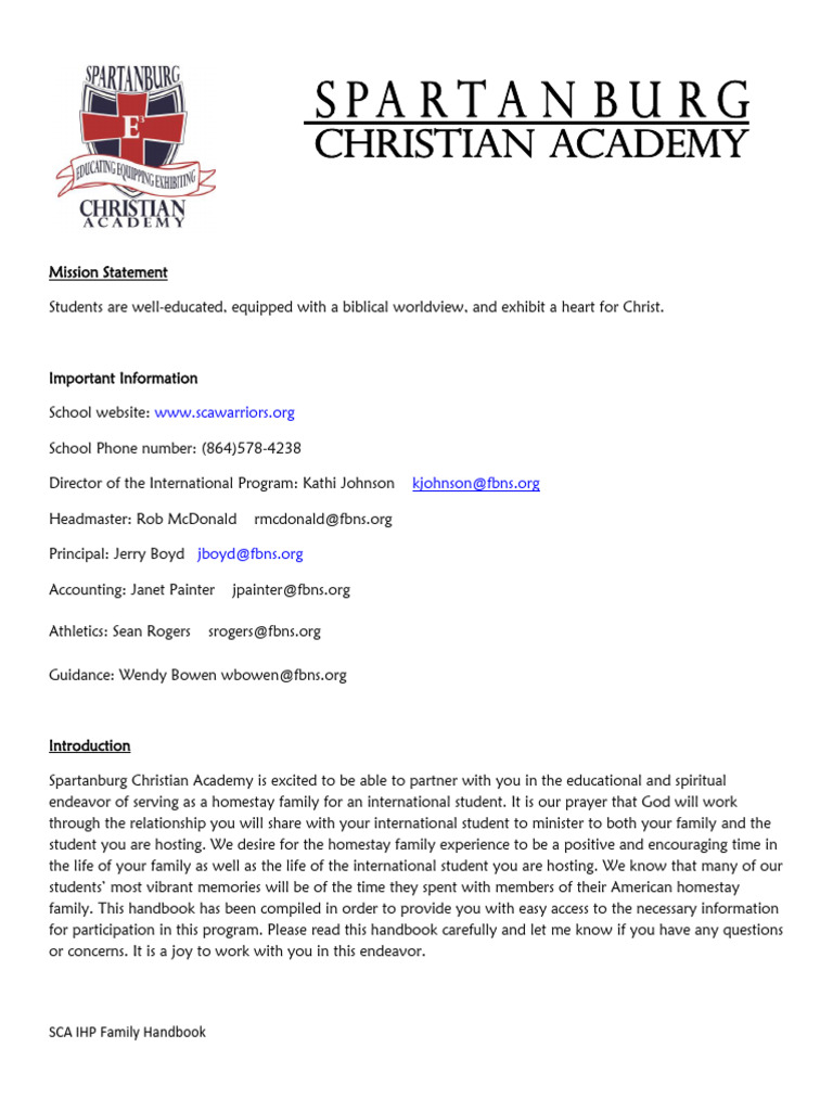 SCA International Homestay Handbook | PDF | Meal | Lunch
