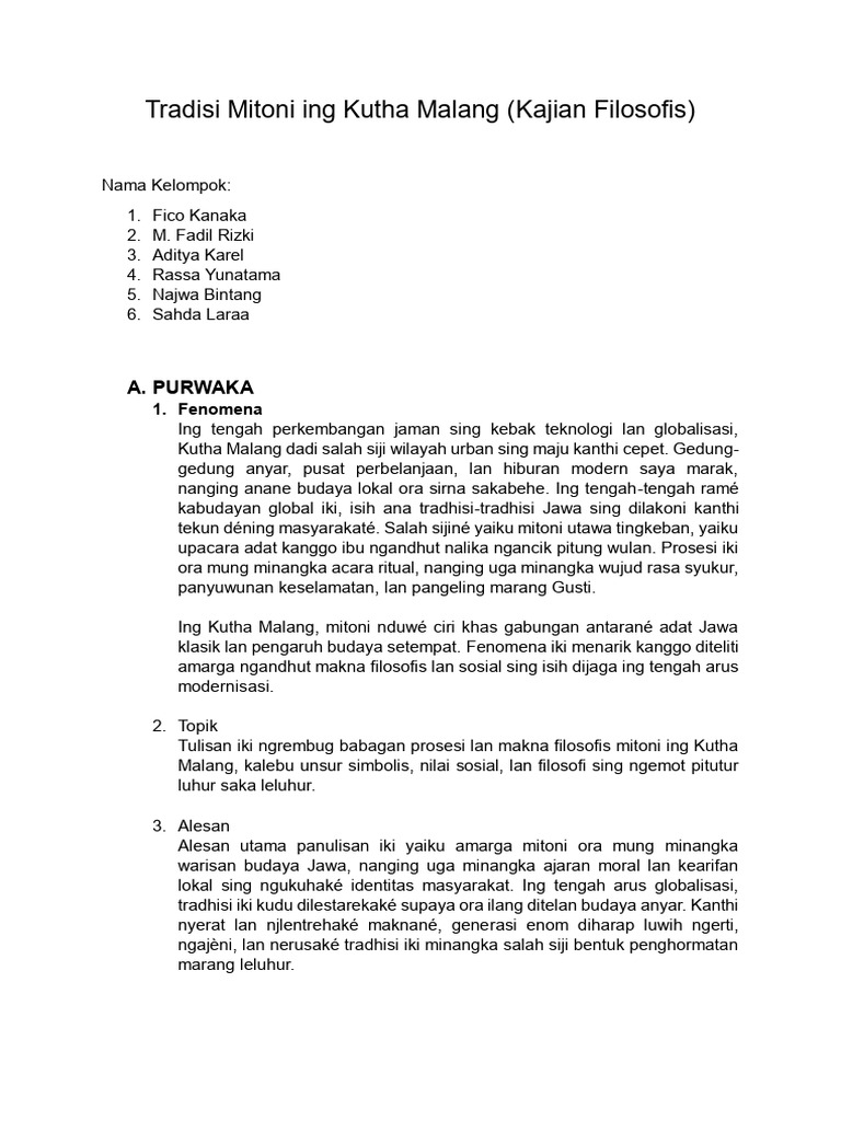 Tradisi Mitoni Ing Kutha Malang | PDF