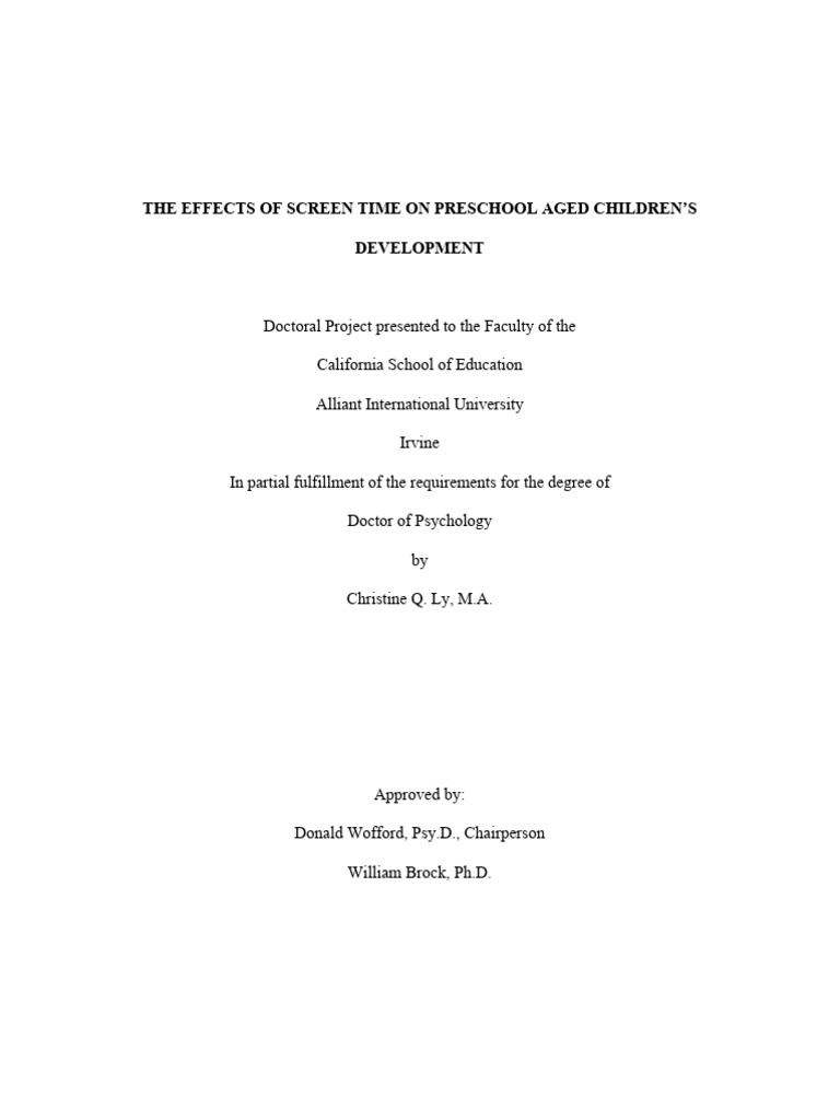The Effects of Screen Time on Preschool Aged Children's Development（预览 ...