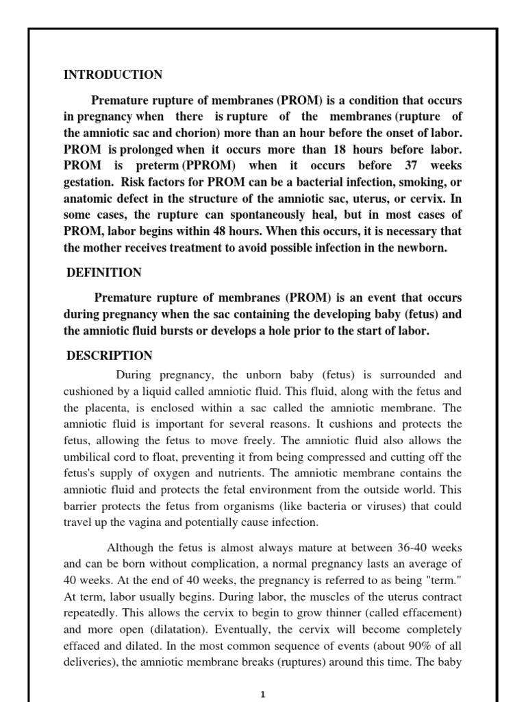 Premature Rupture of Membrane | PDF | Preterm Birth | Childbirth