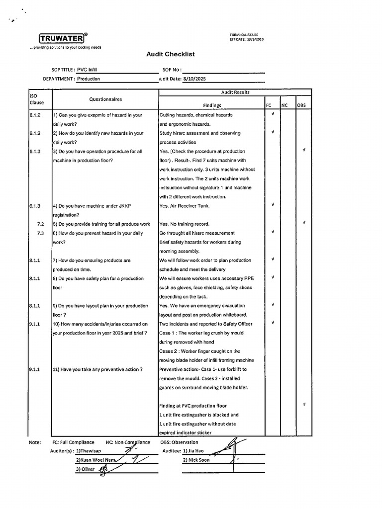 IA Checklist - PVC Infill | PDF