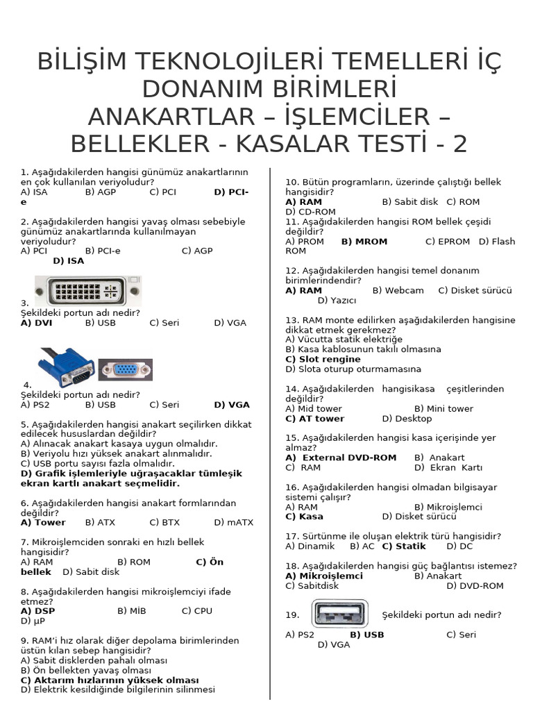 Bilişim Teknolojileri Temelleri İç Donanım Birimleri - Anakartlar ...