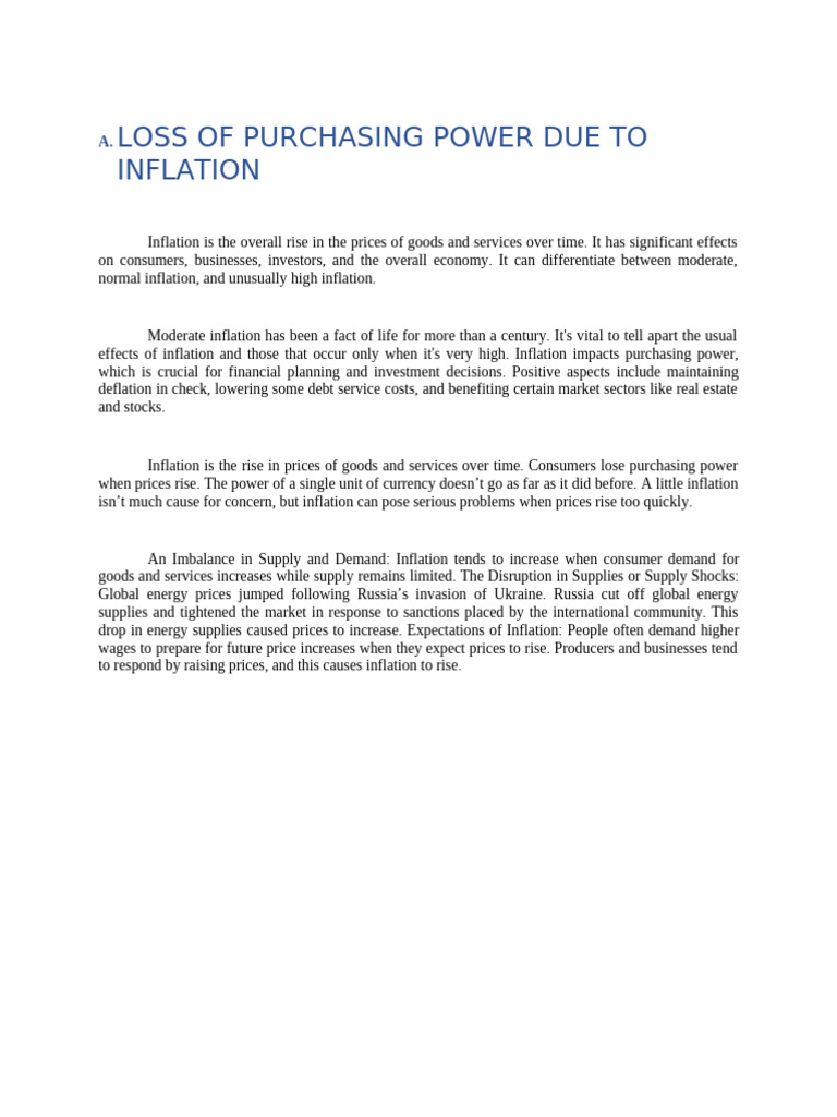Impact of Inflation on Purchasing Power | PDF | Cost Of Living | Inflation