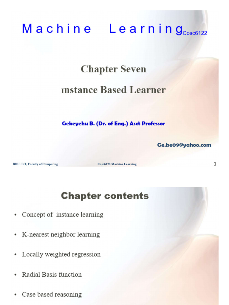 Instance-Based Learning in Machine Learning | PDF | Support Vector ...