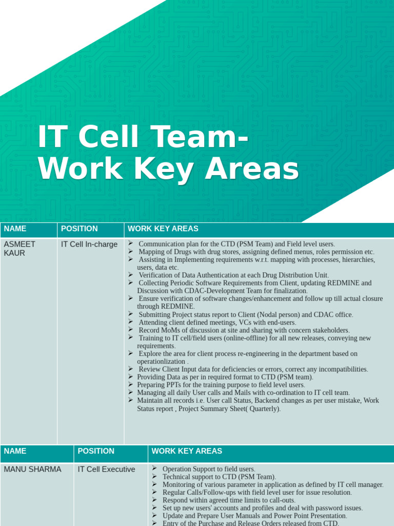 IT Cell Team Roles and Responsibilities | PDF | User (Computing ...