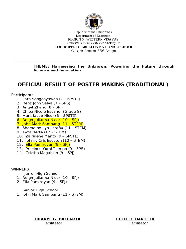 Rating Sheet Poster Slogan Pagsulat NG Tula | PDF