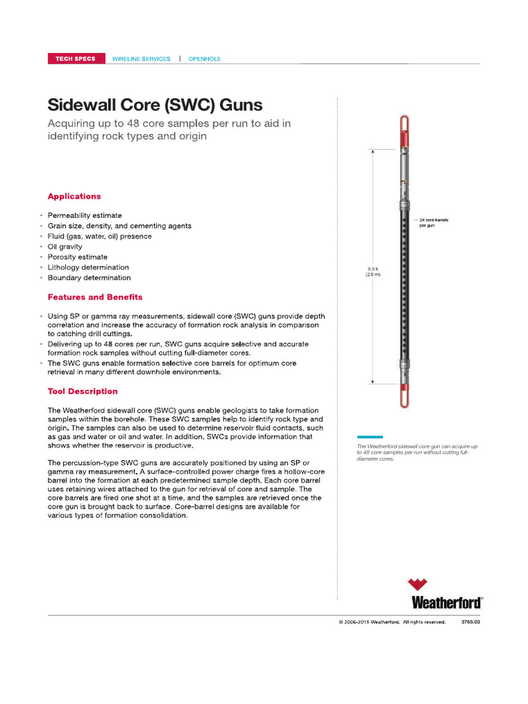 Weatherford Sidewall Core Gun Specs | PDF