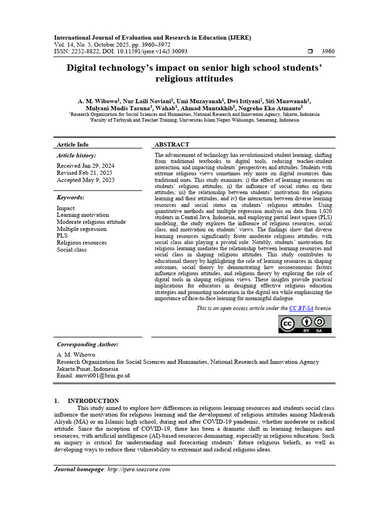 Digital Technology's Impact On Senior High School Students' Religious ...