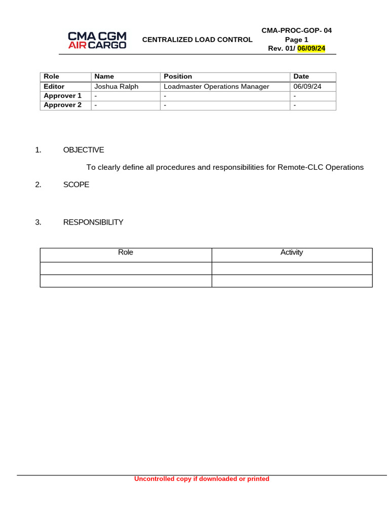 Draft CMA-PROC-GOP-XX Centralised Load Control v2806 MODIFIED | PDF ...