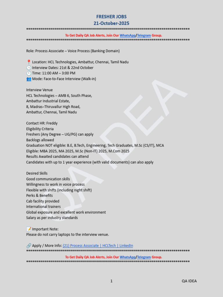 Freshers QA & Software Jobs in Chennai | PDF | Embedded System | Computing