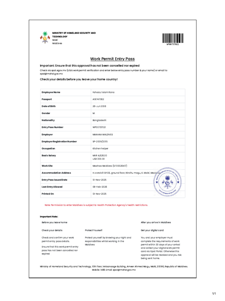 Work Permit Details - Xpat | PDF