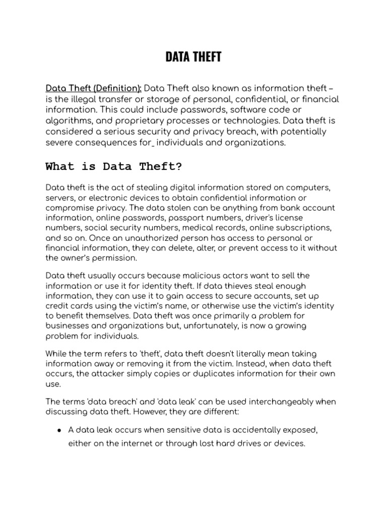 Data Theft | PDF | Security | Computer Security
