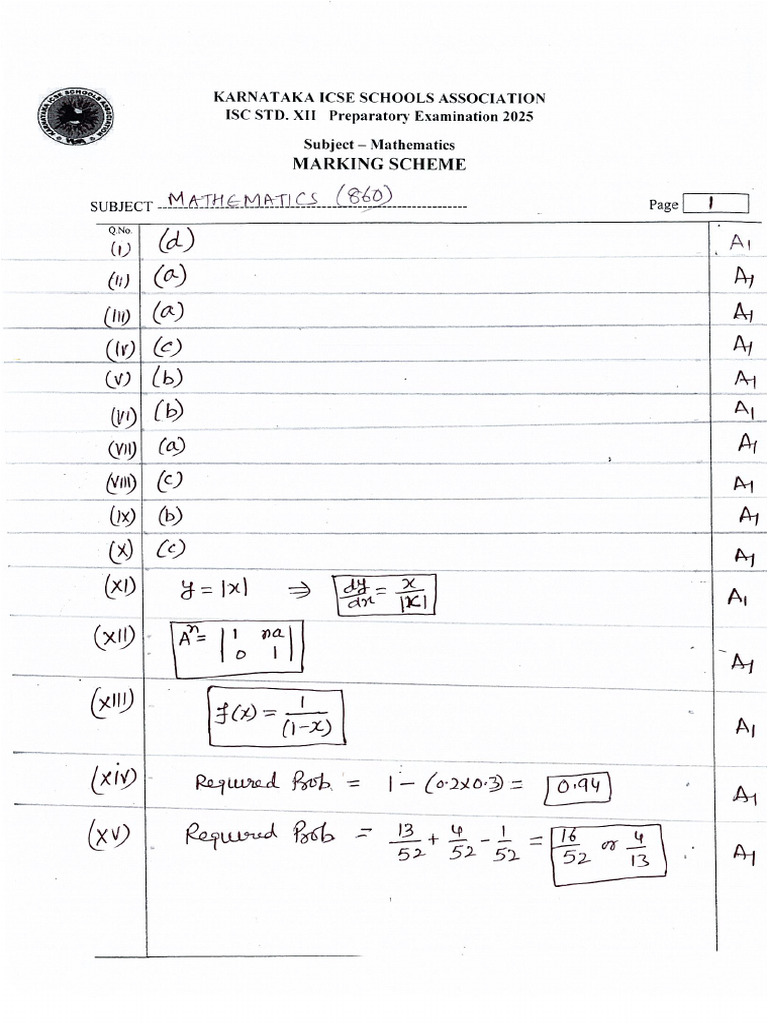 Maths Marking Scheme | PDF