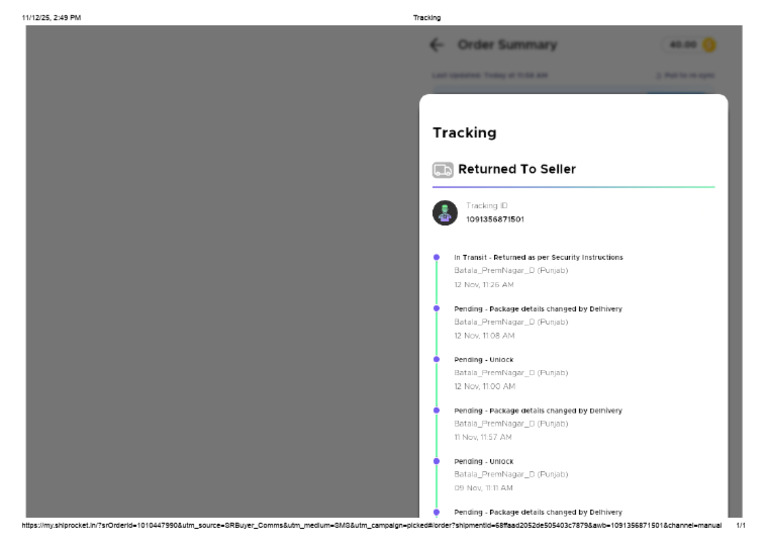 Order Tracking for Shipment 1091356871501 | PDF